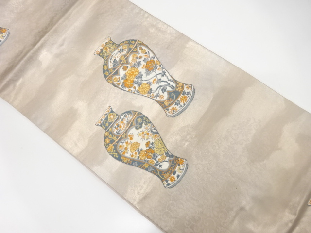 JAPANESE KIMONO / ANTIQUE FUKURO OBI / SILK / WOVEN FLOWER VASE